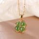 925 Silver Hetian Jade Four Leaf Clover Necklace 925 Silver Hetian Jade Four Leaf Clover Necklace