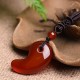 Red Agate Green Agate Moon Necklace Pendant