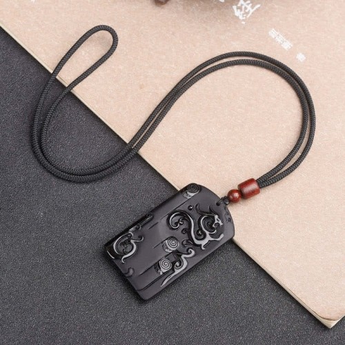 Black Obsidian Dragon Phoenix Success Necklace