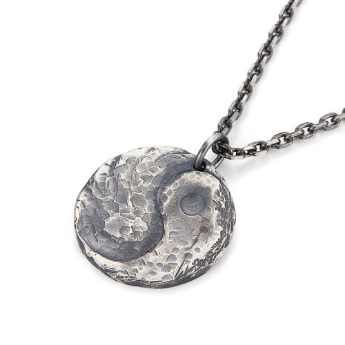 Sterling Silver Yin Yang Hammer Texture Harmony Necklace