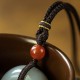 Round Jade Gray Jade Peace Luck Necklace Pendant