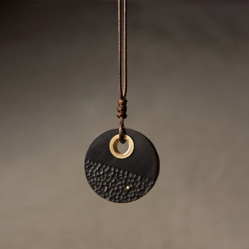 Handcrafted Ebony Wood Copper Peace Necklace Handcrafted Ebony Wood Copper Peace Necklace