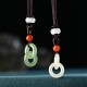 Natural Hetian Cyan Jade White Jade Double Peace Necklace