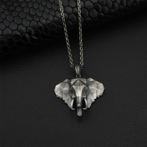 Elephant Pewter Titanium Strength Necklace Pendant