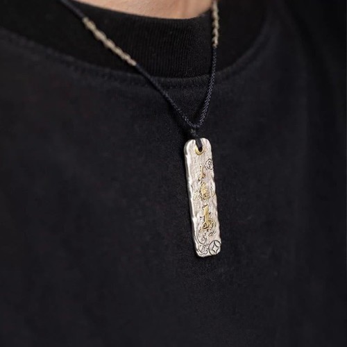 Chinese Character Copper Coin Wealth Necklace Pendant