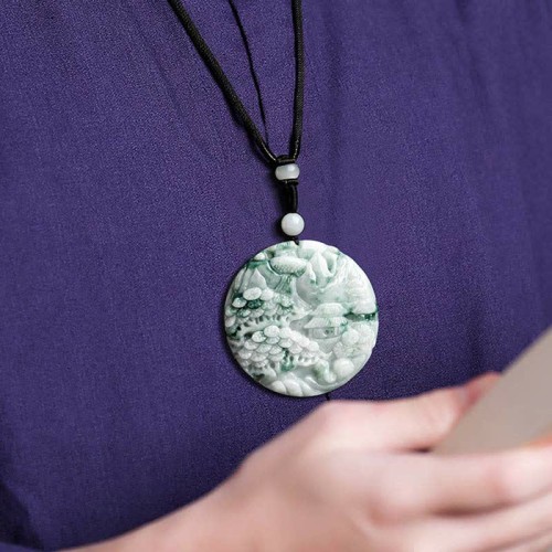 Mountain Landscape Jade Abundance Necklace
