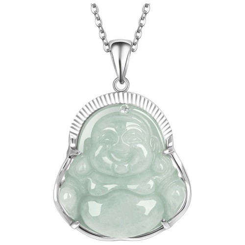 925 Silver Laughing Buddha Jade Luck Necklace 925 Silver Laughing Buddha Jade Luck Necklace