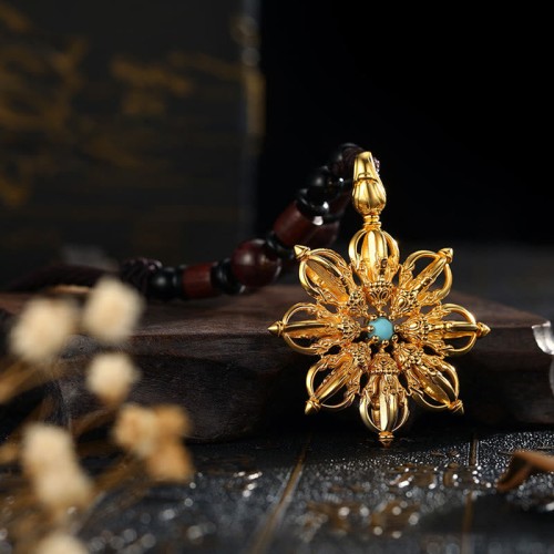 Tibetan Sterling Silver Dorje Vajra Turquoise Power Necklace Tibetan Sterling Silver Dorje Vajra Turquoise Power Necklace