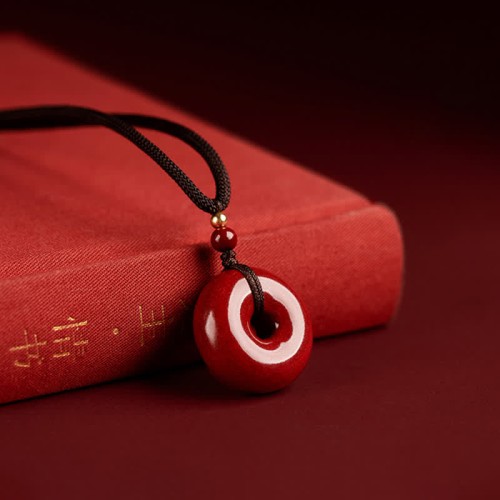 Cinnabar Peace Buckle Calm Blessing Necklace Cinnabar Peace Buckle Calm Blessing Necklace