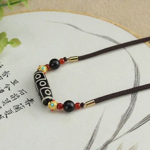 Tibetan Nine-Eye Dzi Bead Protection Necklace