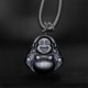 Silver Sheen Obsidian Laughing Buddha Protection Pendant