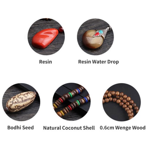 Tibetan Wenge Wood Bodhi Seed Agate Necklace Tibetan Wenge Wood Bodhi Seed Agate Necklace