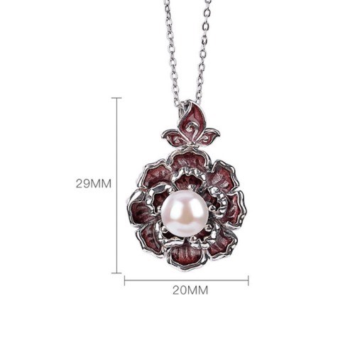 999 Sterling Silver Peony Flower Pearl Necklace 999 Sterling Silver Peony Flower Pearl Necklace