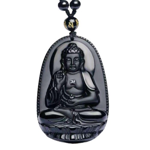 Obsidian Buddha Amulet Protection Necklace Pendant Obsidian Buddha Amulet Protection Necklace Pendant