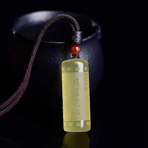 Citrine Heart Sutra Happiness Necklace Pendant Citrine Heart Sutra Happiness Necklace Pendant