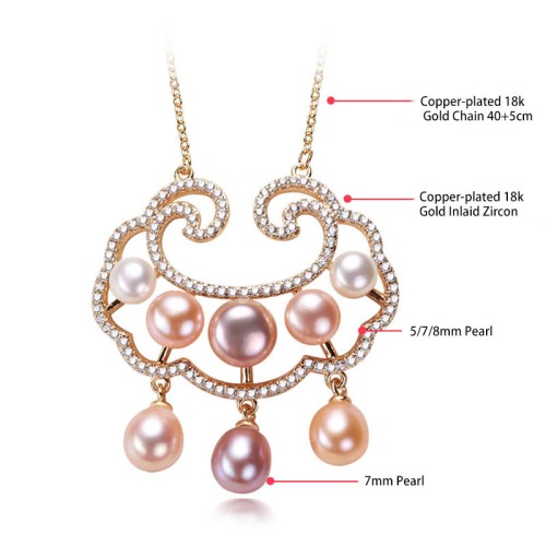 Gold-plated Pearl Chinese Lock Sincerity Necklace Gold-plated Pearl Chinese Lock Sincerity Necklace