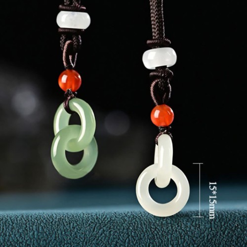 Natural Hetian Cyan Jade White Jade Double Peace Necklace