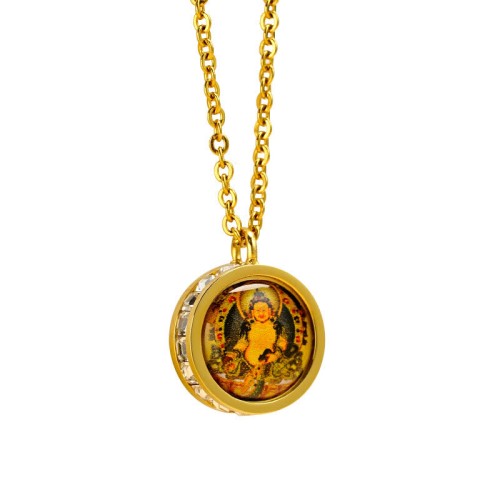 Tibetan Yellow God of Wealth Crystal Necklace