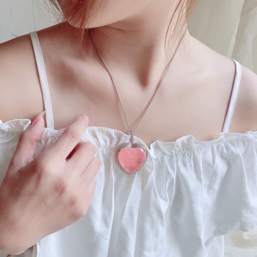 Rose Quartz Heart Love Necklace Pendant Rose Quartz Heart Love Necklace Pendant