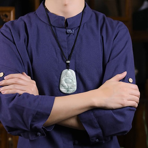 Natural Jade Laughing Buddha Luck Necklace Natural Jade Laughing Buddha Luck Necklace