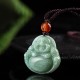 Laughing Buddha Cyan Jade Success Necklace Pendant Laughing Buddha Cyan Jade Success Necklace Pendant