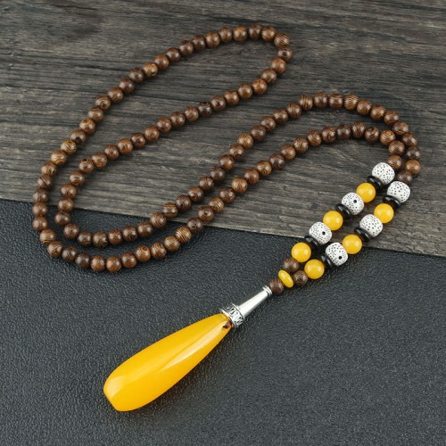 Tibetan Wenge Wood Bodhi Seed Agate Necklace Tibetan Wenge Wood Bodhi Seed Agate Necklace