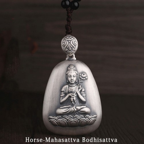 999 Silver Zodiac Natal Buddha Heart Sutra Necklace 999 Silver Zodiac Natal Buddha Heart Sutra Necklace