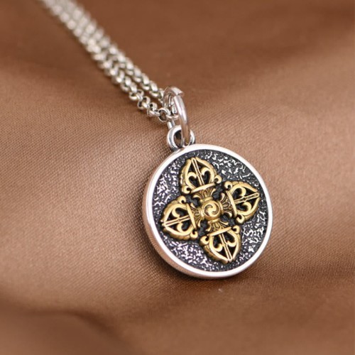 925 Sterling Silver Double Dorje Vajra Necklace 925 Sterling Silver Double Dorje Vajra Necklace