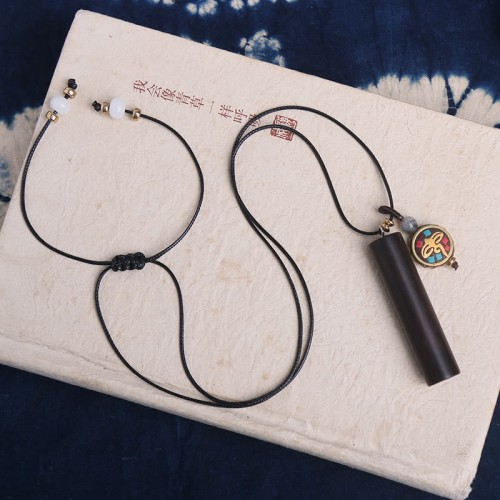 Tibetan Ebony Dzi Bead Peace Necklace Pendant Tibetan Ebony Dzi Bead Peace Necklace Pendant