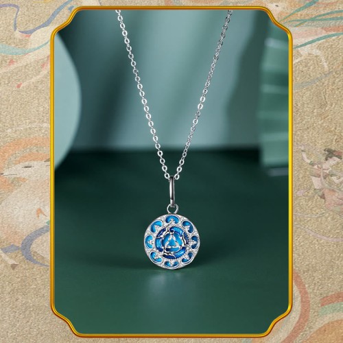 Sterling Silver Turquoise Three Rabbits Balance Necklace Pendant