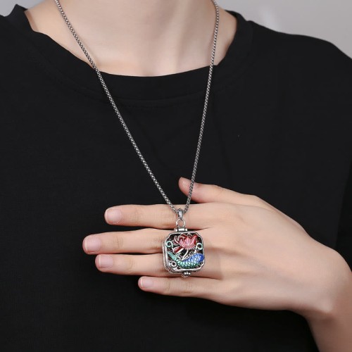 Koi Lotus Copper Coins Ghau Prayer Box Necklace Koi Lotus Copper Coins Ghau Prayer Box Necklace