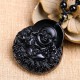 Laughing Buddha Black Obsidian Strength Necklace Laughing Buddha Black Obsidian Strength Necklace