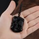 Black Obsidian Elephant Protection Key Chain Necklace Pendant