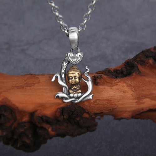 Sterling Silver Zen Buddha Compassion Necklace Pendant