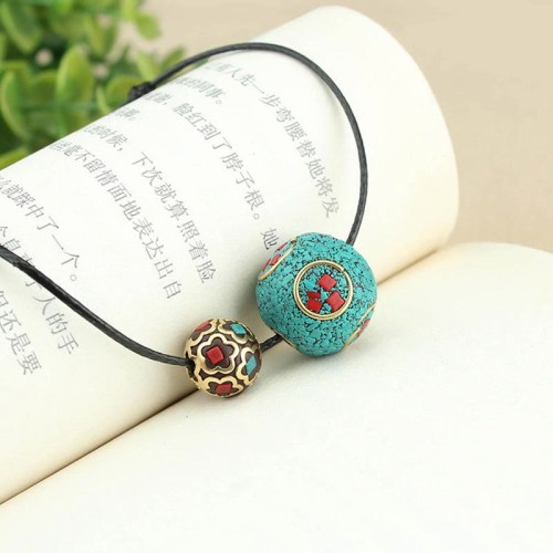 Tibetan Turquoise Double Bead Protection Necklace