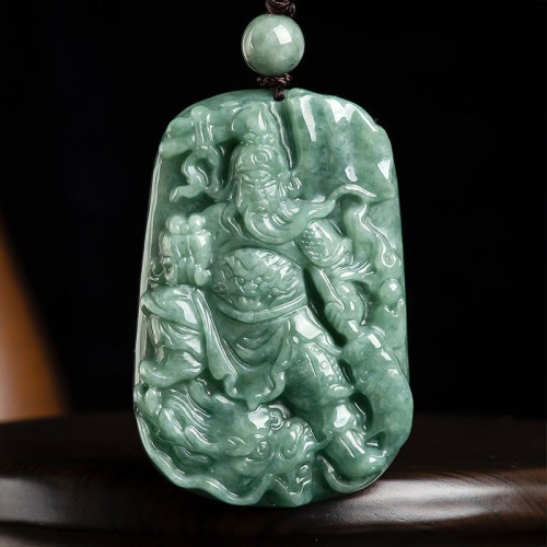 Natural Jade Guan Gong Wealth Amulet Necklace Natural Jade Guan Gong Wealth Amulet Necklace