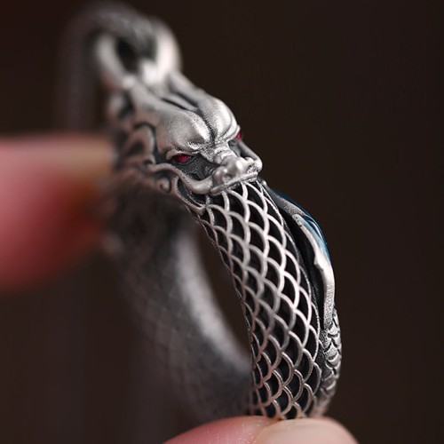 999 Sterling Silver Year of the Dragon Peace Buckle Necklace