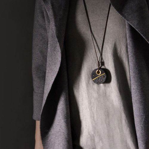 Handcrafted Ebony Wood Copper Peace Necklace Handcrafted Ebony Wood Copper Peace Necklace