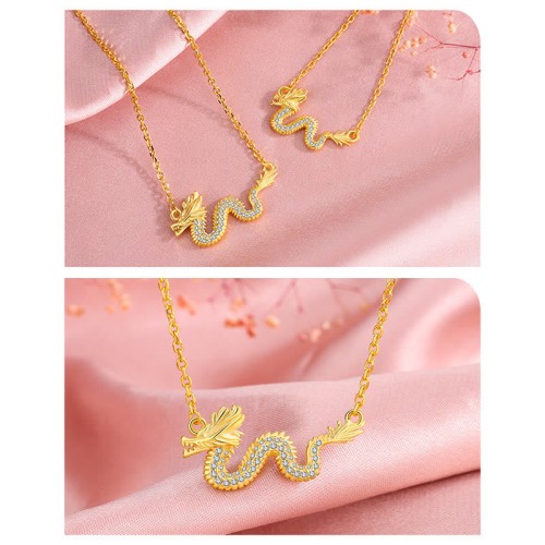 Golden Dragon Year Luck Chain Necklace Pendant Golden Dragon Year Luck Chain Necklace Pendant
