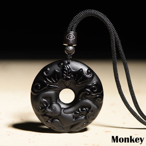 Black Obsidian Peace Buckle Strength Necklace Pendant Black Obsidian Peace Buckle Strength Necklace Pendant