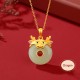 925 Sterling Silver Dragon Year Jade Protection Necklace Pendant 925 Sterling Silver Dragon Year Jade Protection Necklace Pendant