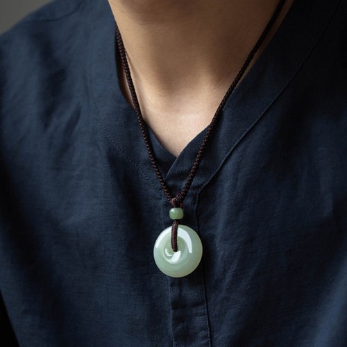 Round Jade Peace Buckle Luck Necklace Round Jade Peace Buckle Luck Necklace