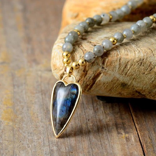 Labradorite Healing Beaded Necklace Pendant