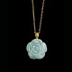 Gold Sterling Silver Natural Jade Rose Luck Necklace Gold Sterling Silver Natural Jade Rose Luck Necklace