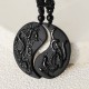 Black Obsidian Yin Yang Dragon Necklace Pendant Black Obsidian Yin Yang Dragon Necklace Pendant