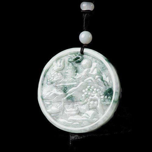 Mountain Landscape Jade Abundance Necklace
