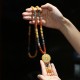 Tibetan Golden Silk Jade Wealth Pendant Necklace
