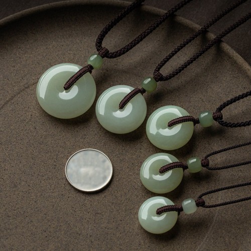 Round Jade Peace Buckle Luck Necklace Round Jade Peace Buckle Luck Necklace