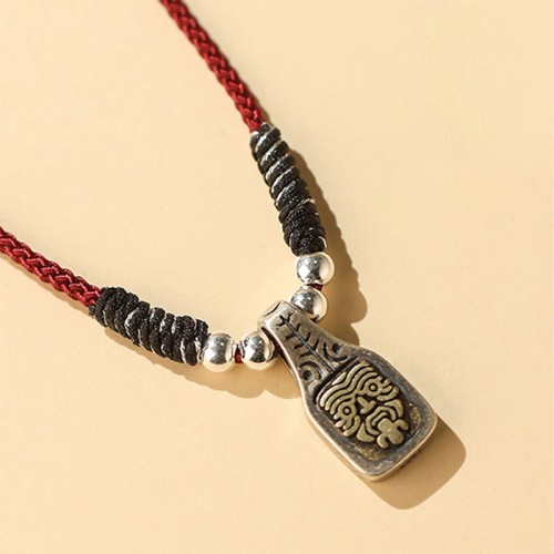Tibetan 925 Sterling Silver Zakiram Goddess of Wealth Protection Necklace