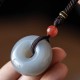 Round Jade Gray Jade Peace Luck Necklace Pendant